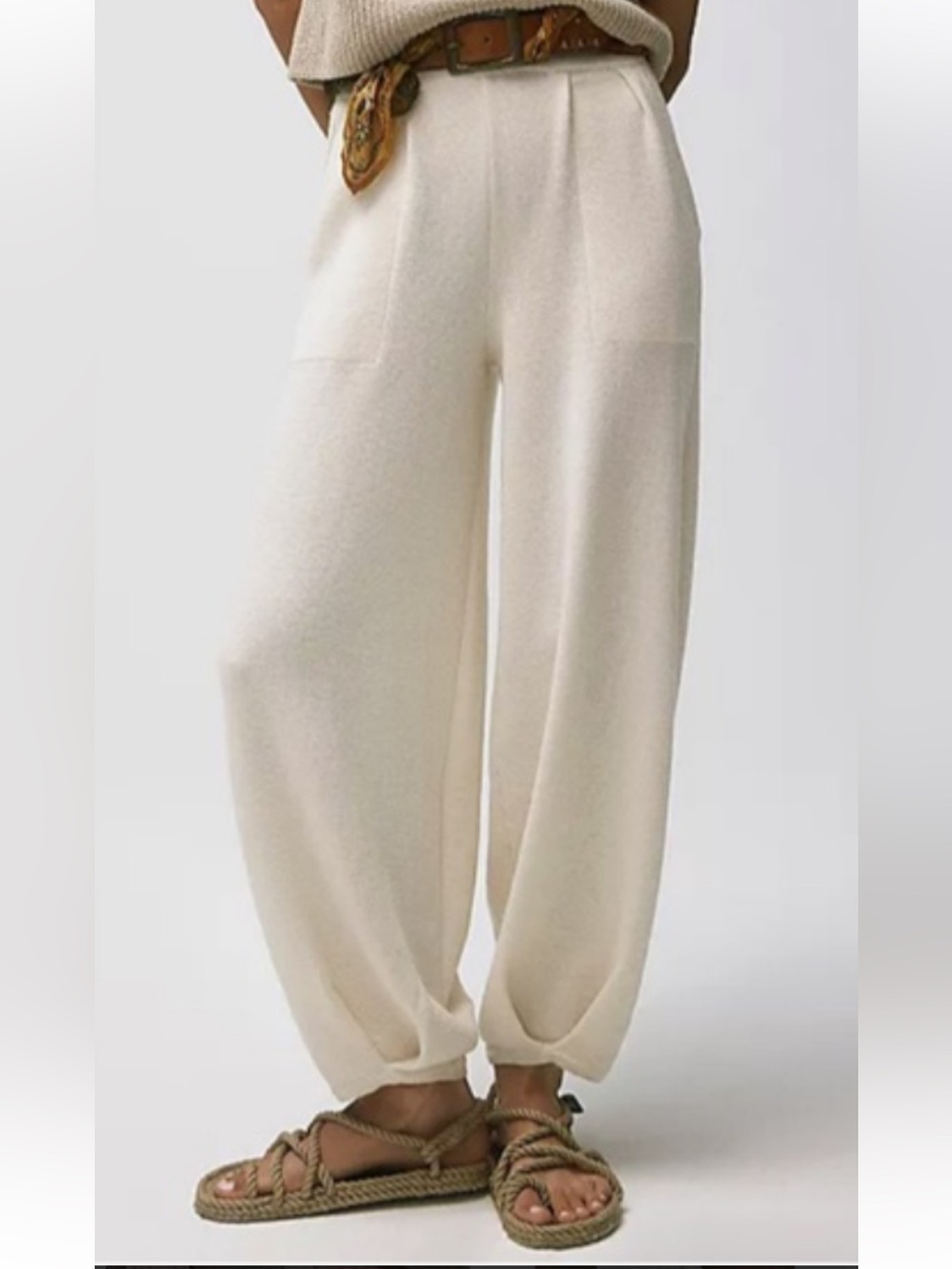 FRee People Beach  tan Cozy Knit Barrel Pants NWOT